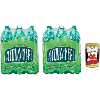 Acqua di Nepi Acqua Minerale Effervescente Naturale, Natürliches sprudelndes Mineralwasser Pet 12 x 1,5 l + Italian Gourmet polpa 400g