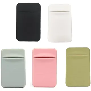 NIYATA 5 Stück Kartenhalter für Telefon, mit selbstklebendem Aufkleber auf der Rückseite des Telefons, für Ausweis und Kreditkarten, Schwarz, Weiß, Grau, Rosa und Khaki, 55*90mm, Klassisch