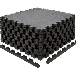 Eyepower Bodenschutzmatte, Schwarz, Kunststoff, Quadratisch, 63x63 cm, Teppiche & Böden, Bodenbeläge, Bodenzubehör, Bodenschutzmatten mit Rand 63x63x2cm Fitness Bodenmatte