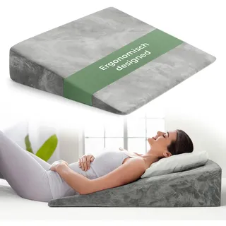 Well B4 Keilkissen für Bett und Couch, Matratzenkeil, Reflux Kissen [mit 2 Liegezonen], Lesekissen zur Schlaferhöhung Rückenkissen als Bettkopfteil, Betterhöher, Rückenstützkissen, Beinkissen oder Venenkissen