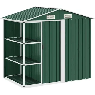 vidaXL Geräteschuppen mit Regal 2,05 x 1,30 m grün