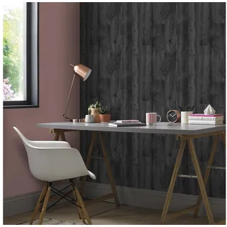 Easy Decor Vliestapete Luxus Holz Effekt, texturiert, Holz, (1 St), Design Tapeten schwarz