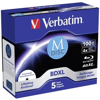 Verbatim 43834 M Disc BDXL Blu-Ray, 100 GB, 5er-Pack