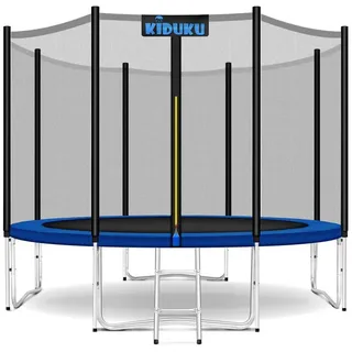 KIDUKU KIDUKU® Trampolin Ø 244 cm TÜV Rheinland geprüft Komplettset mit Sicherheitsnetz, Leiter, Randabdeckung, Bodenanker | Zubehör Outdoor Gartentrampolin