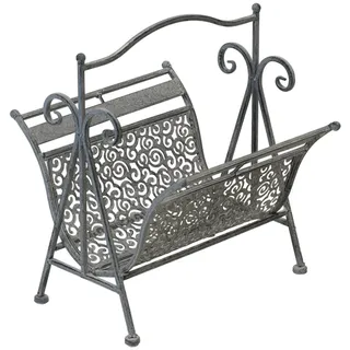 Lesli Living Zeitungsständer Zeitschriftenhalter Zeitungsständer grau Landhaus Metall grau
