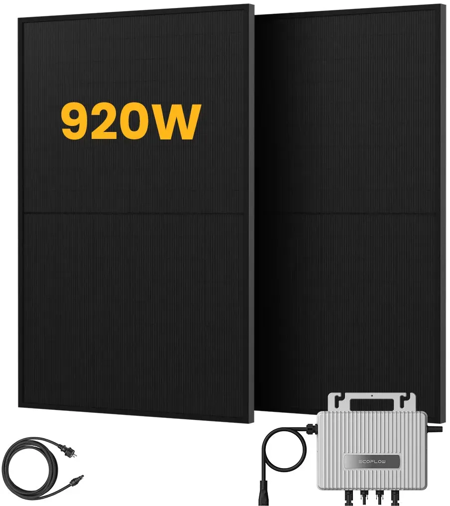 EcoFlow Balkonkraftwerk Set, 920Wp Jolywood Bifazial Full Black Solarmodule, 800W Wechselrichter, by Powerness - 2 x 460Wp Bifaziale Full Black / Selbstabholung