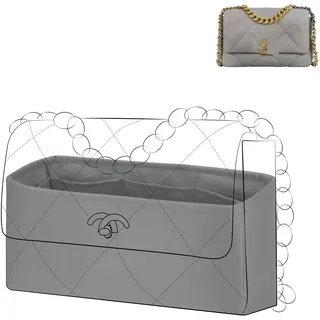 DGAZ Handtasche Tasche Organizer, Seide Innentasche für Chanel 19, Seidige Berührung Taschenorganizer Shaper Einsatz (Pearl Grey, Flap 26)