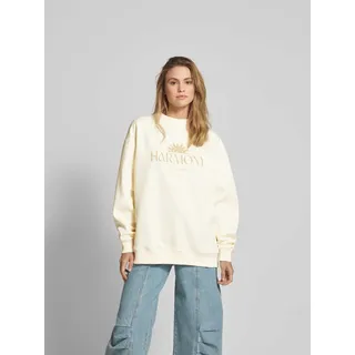 Oversized Sweatshirt mit Statement-Print, Sand, M