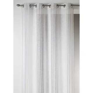 HomeMaison 09357 – 8-AL Vorhang Etamin vertikale Streifen mit runden Ösen 140 x 260 cm, Camel/Argent, 140 x 260