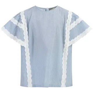 DreiMaster Mädchen Blusenshirt in Hellblaue Dünne Streifen | Gr.: 122