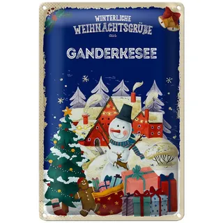 Roomando Metallschild Weihnachtsgrüße GANDERKESEE 30x40cm 30x40