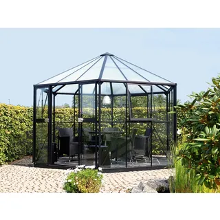 Vitavia Hera 9000 Alu schwarz ESG 3 mm/Dach HKP 6 mm 9 m2 inkl. Fundament