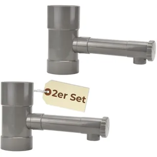 GarPet 2x Regendieb Wasserdieb Fallrohr Abzweig mit Hahn Regenwassersammler Fallrohr Regenrinnen Ablauf Regensammler 80 mm