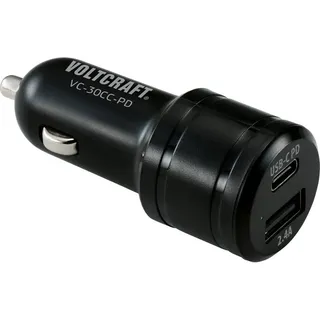 VOLTCRAFT VC-30CC-PD USB Ladegerät 30 W 1x USB-A, 1x USB-C® USB PD Schwarz KFZ USB Power Delivery (USB-PD)