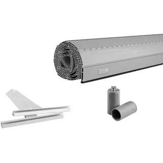 Schellenberg 39011 100 x 220 cm grau, Rolladenpanzer Set PVC Maxi für 60 mm Stahlrohrwellen, Breite kürzbar, inkl. Rolladen Aufhängefeder, Alu-Endleiste, Rolladenstopper