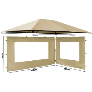Quick Star Pavillon-Ersatzdach Ersatzdach und 2 Seitenteile mit Fenster für Pavillon 3x4m Sand, (Set aus Ersatzdach und 2 Seitenwänden), Dach mit Lüftungsschlitzen beige
