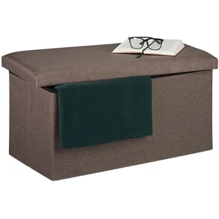 Relaxdays Truhenbank Gepolstert Graubraun 38 x 76,5 x 38,5 cm
