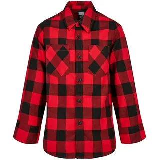 URBAN CLASSICS Checked Flanell Shirt Männer Hemd schwarz/rot 110/116