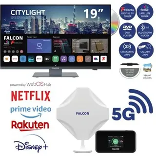 Falcon WebOS SMART Camping TV 19 und mobile Wifi LTE 1800Mbit Antenne & Router