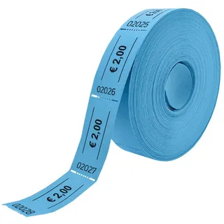 CombiCraft Blaue Euro-Wertmarken Rolle – 2,00 € - 5 Rollen á 1000 Abrisse