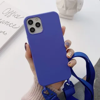 Sitthyw Handykette Hülle für iPhone 13 Pro Max, Halskette(abnehmbar) Silikon Handyhülle mit Kordel zum Umhängen Handy-kette Schutzhülle Lanyard Case mit Band für iPhone 13 Pro Max - Königsblau