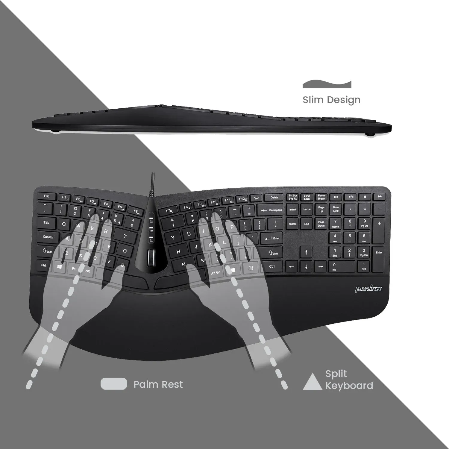 PERIDUO-505 - Kabelgebundenes Ergonomisches Combo-Set