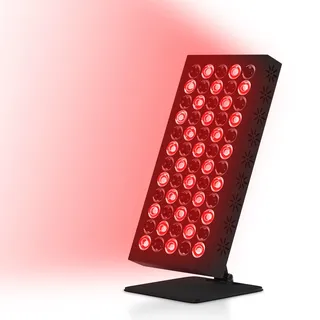 Trayvespace Rotlichtlampe Gesicht, 50W Hochleistungs Nah Rotlichtlampe Therapie mit Kühlgebläse, 10/20/30min Timer, 5 Helligkeits Rotlichtlampe Wärmelampe für Haus, Büro