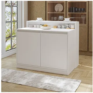 roomart Kücheninsel Cortado – Küchentisch & Bartisch, BHT: 120 x 100 x 80 cm – Platzsparend & Modern für Küche & Esszimmer (Weiß)