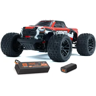 ARRMA Granite GROM Ferngesteuertes Auto, RC Auto 1/18, Bürstenmotor über 30 km/h, inkl. Akku und Ladegerät, Rot