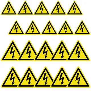 Pizsieat 20 Stück Achtung Strom Warnaufkleber 5cm/10cm Wetterfest Warnschilder Sicherheitswarnschild, Warnung vor Elektrischer Spannung (Sicherheitszeichen nach ASR A1.3 / ISO 7010 / W012)