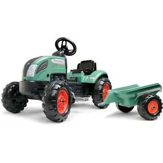 FALK Traktor mit Pedalen Farm Lander mit Anhängern, ab 2 Jahren, 50% recycelter Kunststoff, Lenkrad mit Hupe - 2054L, 2054L, Dunkelgrün - 2054L