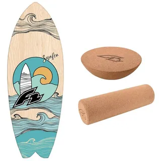F2 Set Balance Board Surfer 76x28cm + Halbkugel und Korkrolle