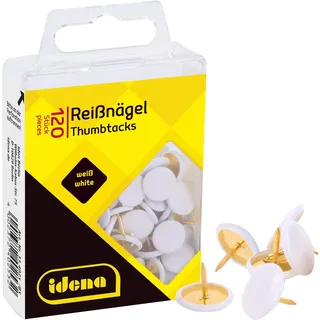IDENA 334025 - Reißnägel, 120 Stück, weiß