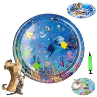 Generisch Ocean Breeze Splashland Cat Toy, Ocean Breeze Splashland, Cat Water Mat with Fish, Water Sensory Play Mat for Cats, Cats Mats Toy Interactive for Indoor (F-60cm/25.6in)
