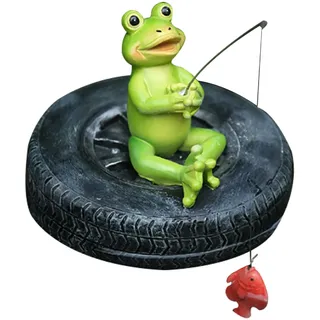 Pesoncarl Schwimmender Frosch für Teichschmuck Frosch Harz schwimmende Froschstatue süße Fischereifroschskulptur für Garten Teich Pool Dekor Stil 2 18x15 cm, Gartenstatue