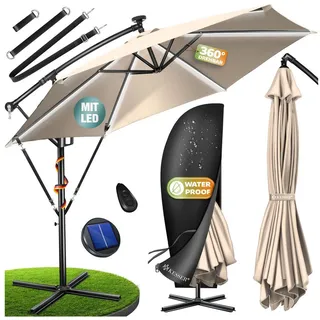 Kesser Ampelschirm LED Solar Ø 350 cm Beige