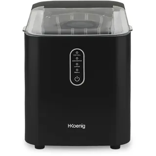 h.koenig Eiswürfelmaschine 12kg in 24h, 2 Eiswürfelgrößen, Tragbar, Geräuschlos 1L, Eiswürfel in 6min, Eiswürfelschaufel