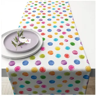 ambiente® Tischläufer Polka Dots (1-tlg, 1-teilig), Tischläufer Tischdecke ca.40x150cm Baumwolle bunt