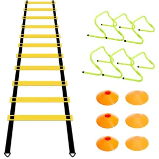 Clanmacy Koordinationsleiter Agility Training Set Koordinationsleiter Fußballhütchen Hürden