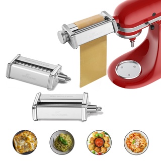 Nudelaufsatz für KitchenAid Standmixer mit Reinigungsbürste, inklusive Nudelblattwalze Spaghettischneider und Fettuccinischneider Nudelmaschine für Kitchenaid Nudelaufsatz Zubehör von Gvode