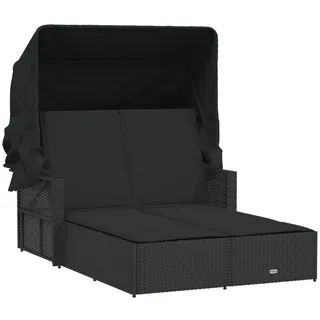 vidaXL Doppel-Sonnenliege 110 x 180/201 x 29 cm Schwarz