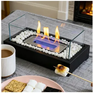 ZMH Tischfeuer Ethanol Tischfeuerstelle Tischkamin Bioethanol Stimmungsvolles, Sauber Umweltfreundlich Tischkamin für Terrassen, Balkone, Gärten schwarz 15 cm