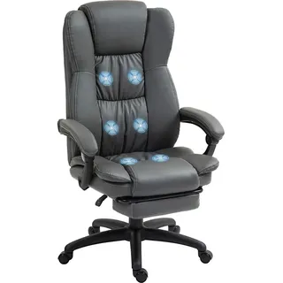 Vinsetto Bürostuhl mit Massagefunktion, Ergonomisch Schreibtischstuhl mit Liegefunktion, Höhenverstellbar Chefsessel mit Drehfunktion, Fußstütze,