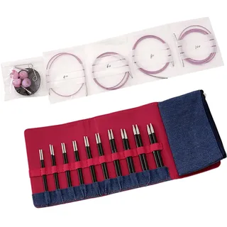 Meiliyizu Rundstricknadel-Set aus Holz mit Aufbewahrungskoffer, austauschbare Rundstricknadeln, 3,0 mm - 6,5 mm, 10 Paar