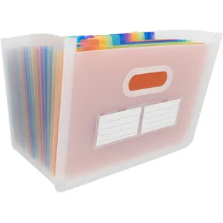 IDENA Dokumentenmappe A4 aus Kunststoff, Fächermappe in Transparent mit 24 Fächern, flexible Sortiermappe, inkl. Beschriftungsschildern