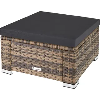 Tectake Rattan Sitzhocker widerstandsfähig, einfacher Aufbau, 53 x 53 x 26 cm