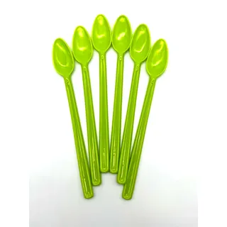 Löffel 21 cm lang Limolöffel Langstiellöffel Longdrink Cocktaillöffel Eislöffel Joghurtlöffel Dessertlöffel Bowlelöffel Partybesteck Besteck Mehrweg, 6 Stück, Plastik Kunststoff, limone
