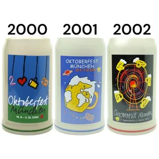 Steinfixx Steinfixx® - Original Oktoberfestkrug 2000, 2001 und 2002 Jahrgangskrug I Jahreskrug I Wiesnkrug I Sammlerkrug I Original Verpackung