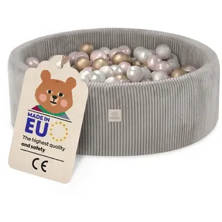 MISIOO Bällebad mit Schaumstoff-Füllung - 90x30cm - 200 Bälle für Bällebad - Hochwertige Bällebad Bälle für Kinder - Sicheres Spielzeug - B... - Beige
