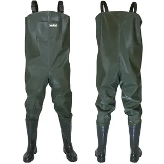 Wathose Herren Anglerhose mit Stiefel Gr 38-47 wasserdichte Watthosen Teich Fischer Watstiefel Hose (46) - 46